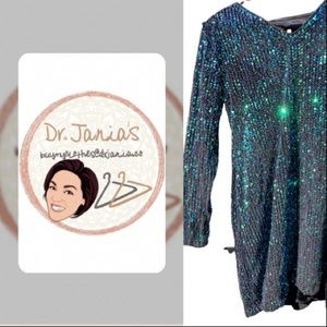 Party girl above knee dress. Involand size 22. Alllllll the blue and greens!!